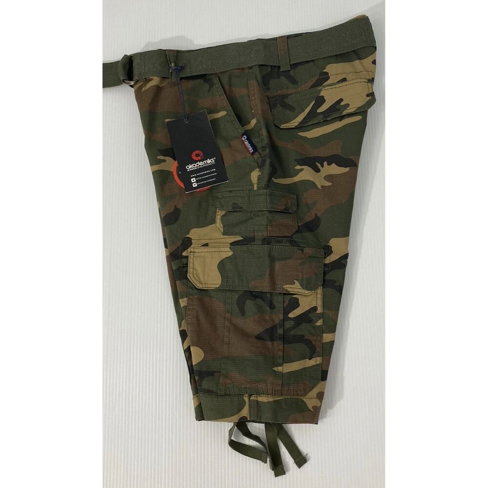 Akademiks Shorts Men's 30 Camouflage Cargo Belted Grunge Skater Y2K Street 90s - Picture 4 of 16